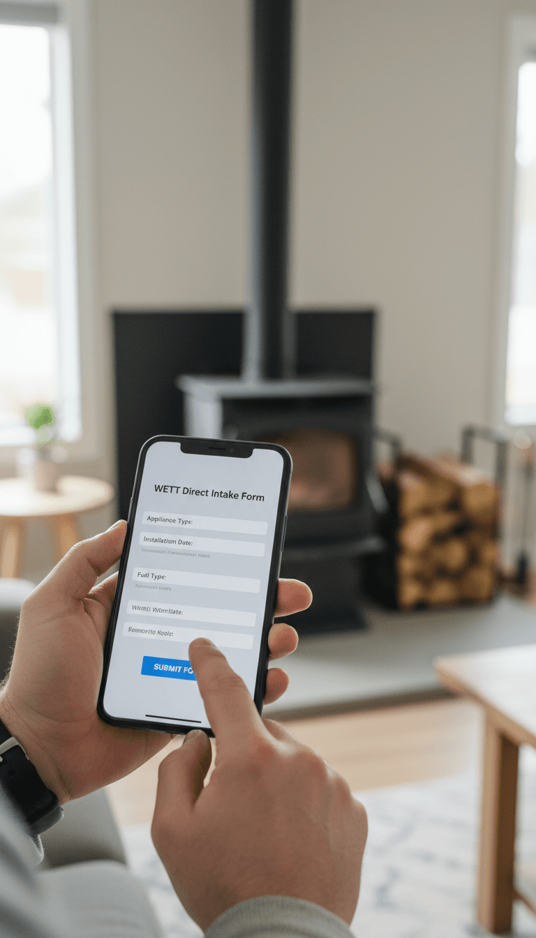 Homeowner reviewing their WETT Direct pre-inspection results on a smartphone